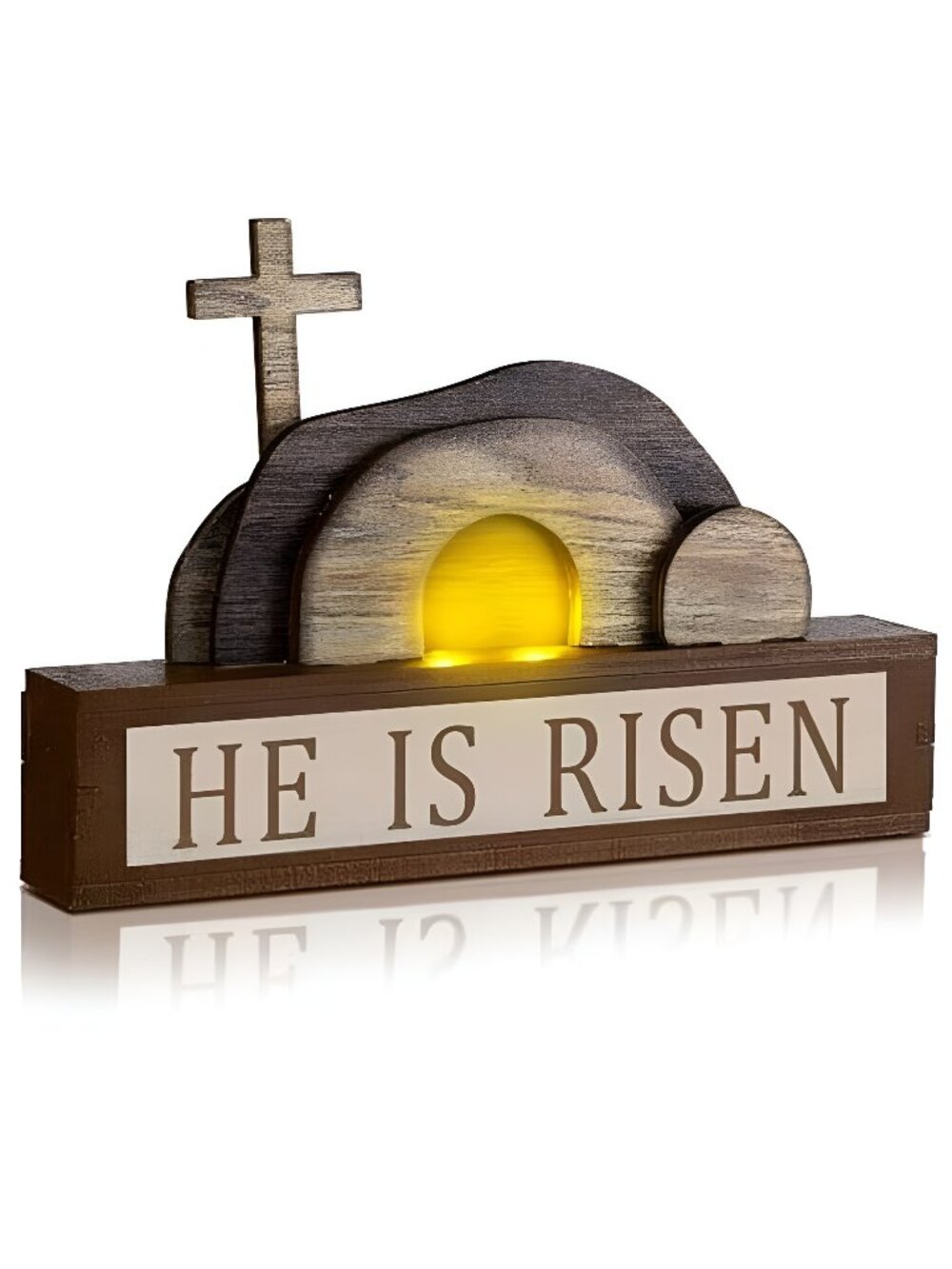 Empty Tomb Easter Scene and Cross Decoration He Is Risen Decor with Light